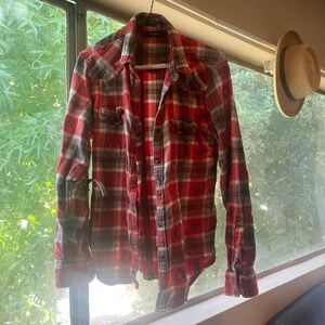Lucky Brand Lightweight Red Flannel Button-up